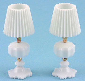 Dollhouse Miniature White Table Lamps, 2 pc